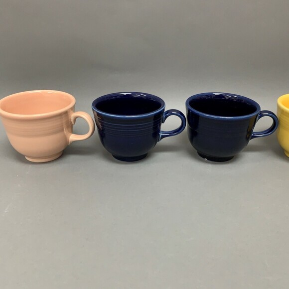 Homer Laughlin HLC LLD SSC Fiesta Cups Yellow Blue Purple Peach Lot of 6 - Picture 5 of 9